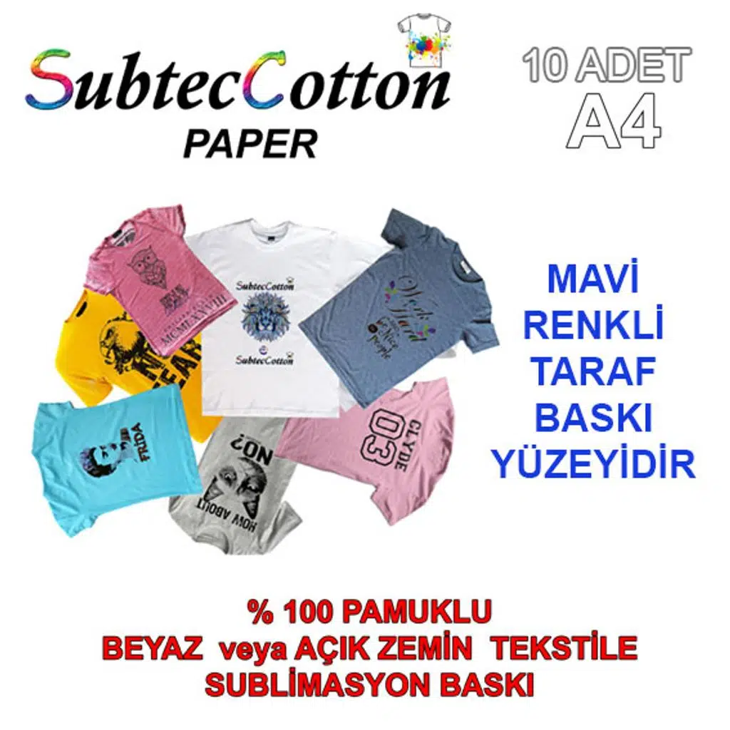 Eko.SubtecCotton Transfer Baskı Kağıdı (10 adet A4)