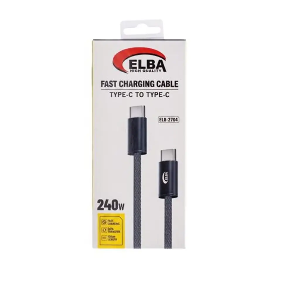 Elba ELB-2704 240w Type-c To Type-c 1mt Örgülü Desenli Şarj Kablosu 480Mps Hızlı Şarj