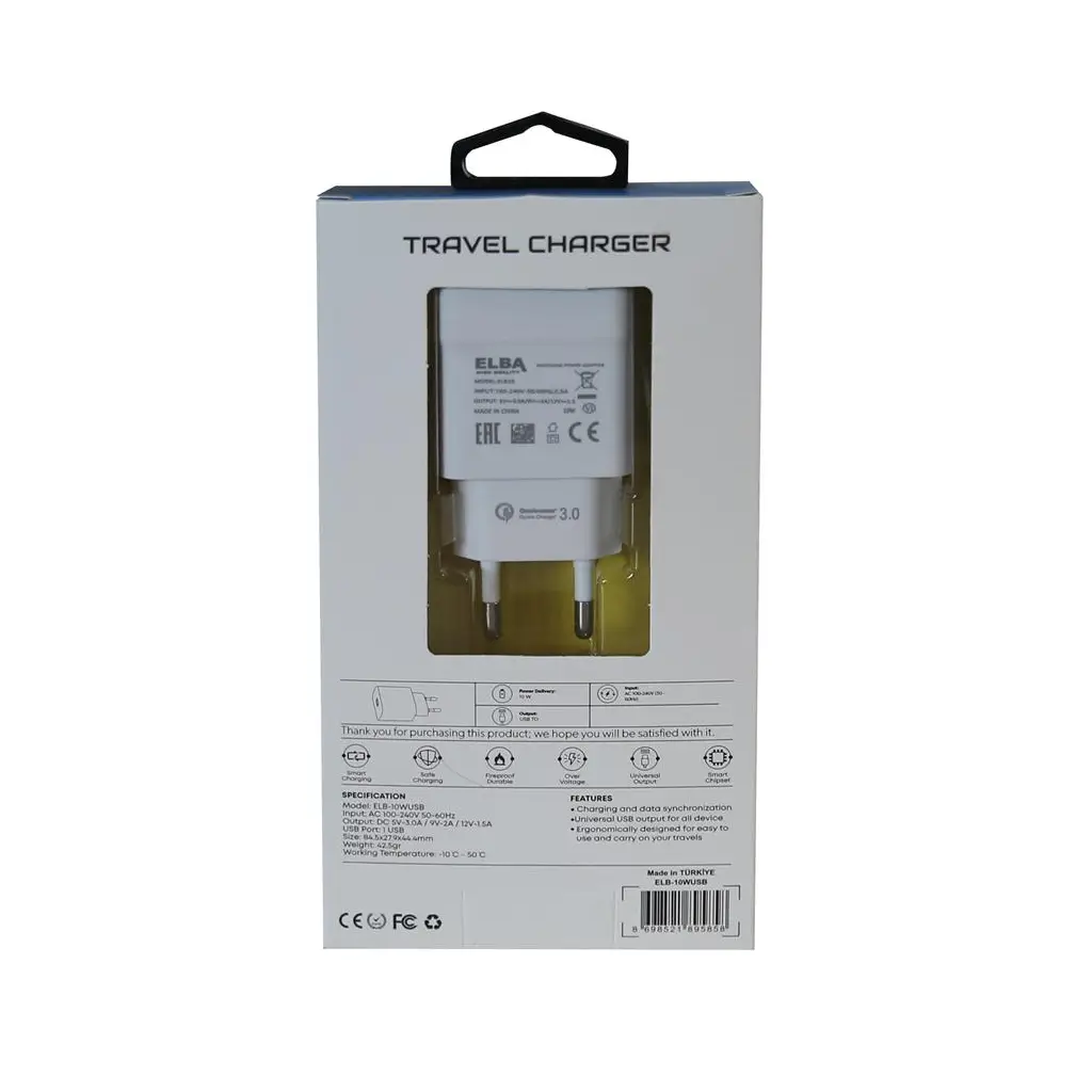 Elba Elb10 10W 3.0A Hızlı Şarj Akıllı Koruma Usb EV Şarj Kafa