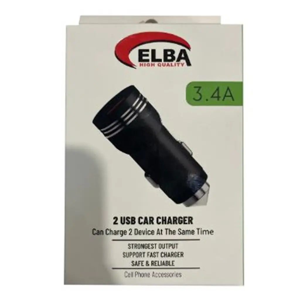 Elba ELB29 3.4 Siyah 2usb Metal Araç Çakmaklık Şarj Aleti Hızlı Şarj