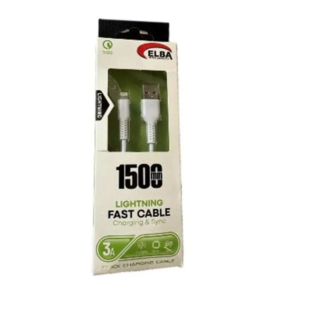 Elba Elb38-L1 1,5Mt iPhone Lightning Beyaz 3A Hızlı Şarj Kablosu