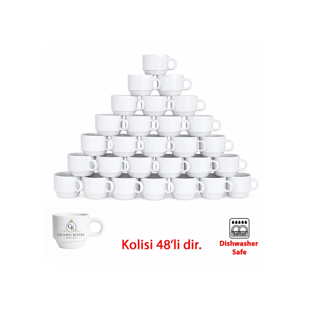 Elegance Süblimasyon Beyaz Porselen Kahve Fincanı - Koli