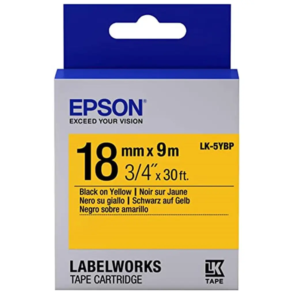 Epson LK-5YBP Pastel Sarı Üzeri Siyah 18mm 9metre
