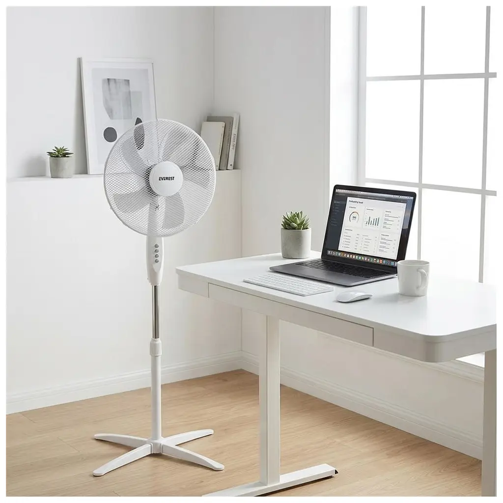 Everest FAN10 Valora Air Beyaz-Gri 16 Maks 45W 3 Kademe 1200RPM Yıldız Ayak 5 Bıçaklı Vantilatör