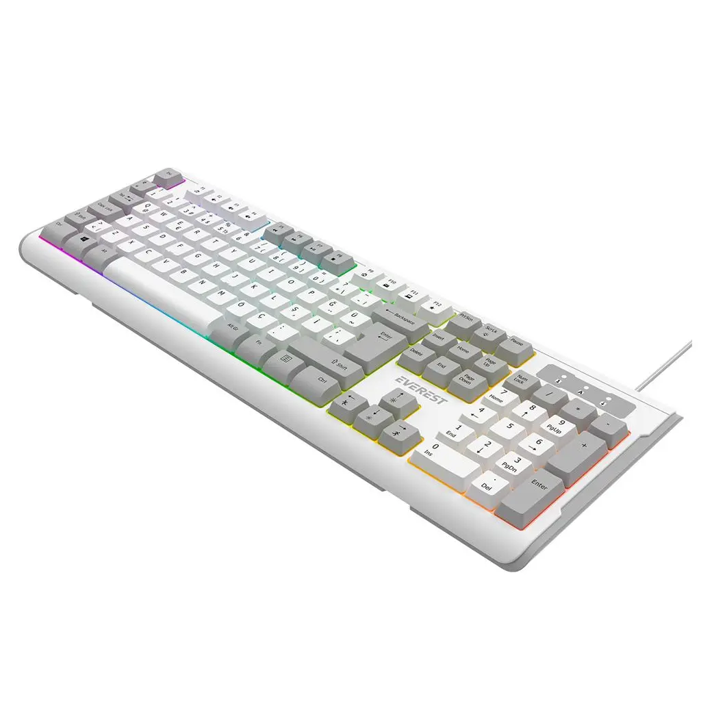 Everest KB-74 Beyaz-Gri USB Rainbow Aydınlatmalı Q Membrane