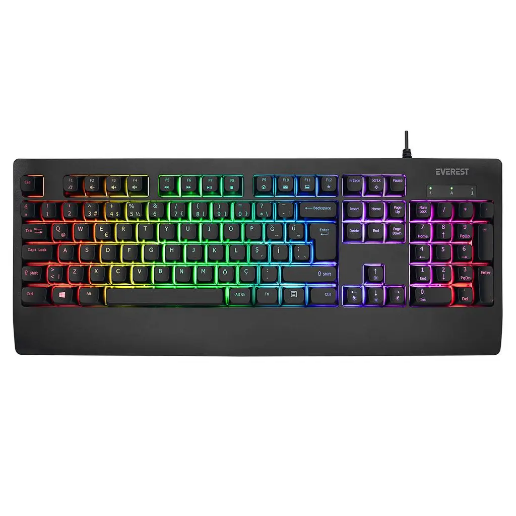Everest KB-93 Siyah USB Rainbow Aydınlatmalı Q Membrane RGB