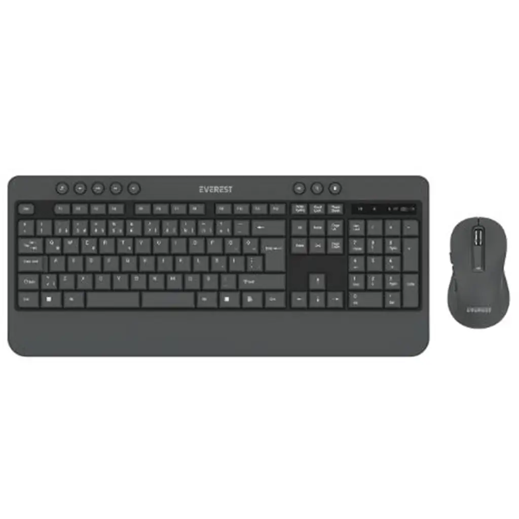 Everest KM-6585 Dual Gri-Siyah Kablosuz Çift Space Tuşlu Q Klavye + Mouse Set