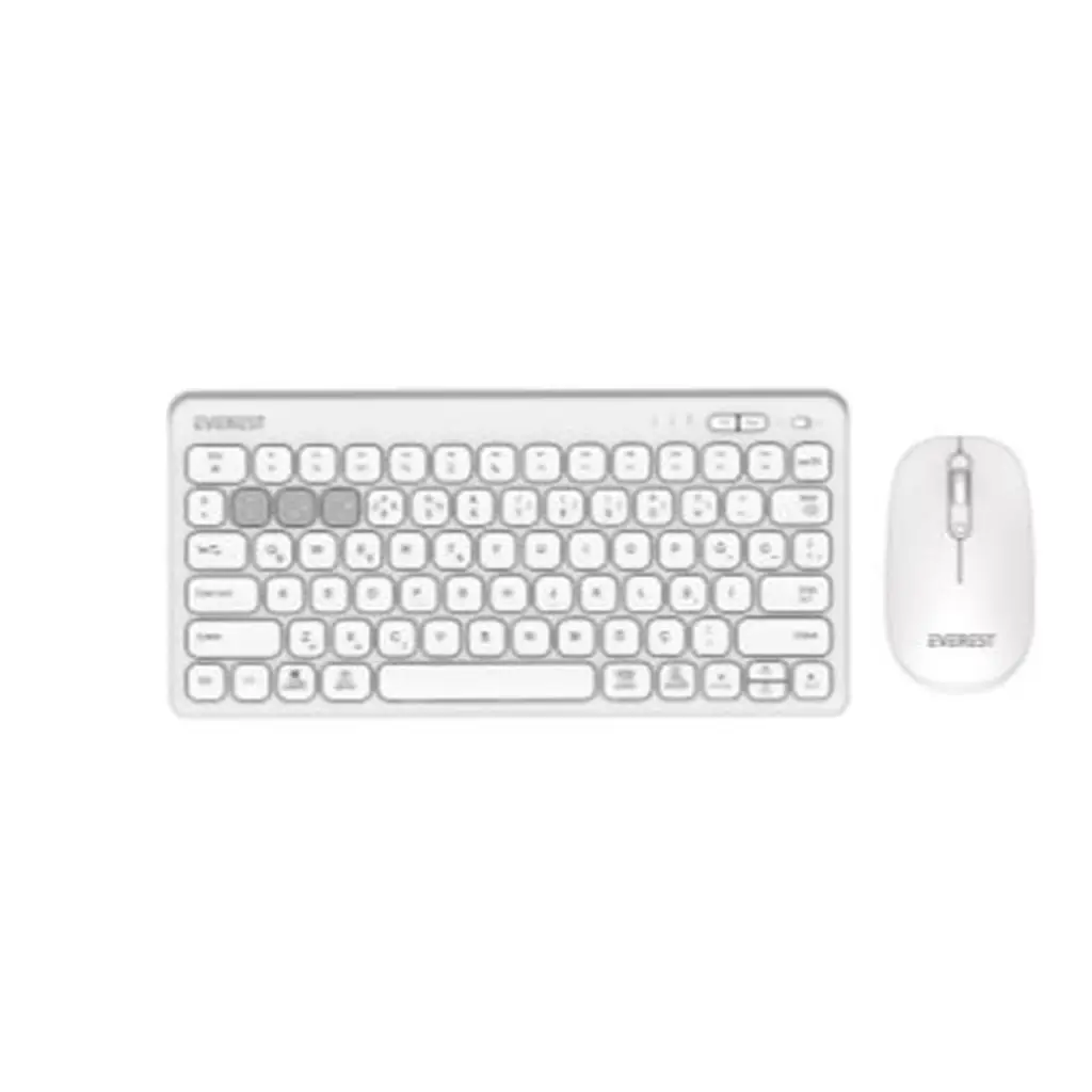 Everest KM-BT903 Beyaz 3in1 3 BT + 2.4 İnce Q 4 Cihaz Bağlantılı Kablosuz Klavye + Mouse Set