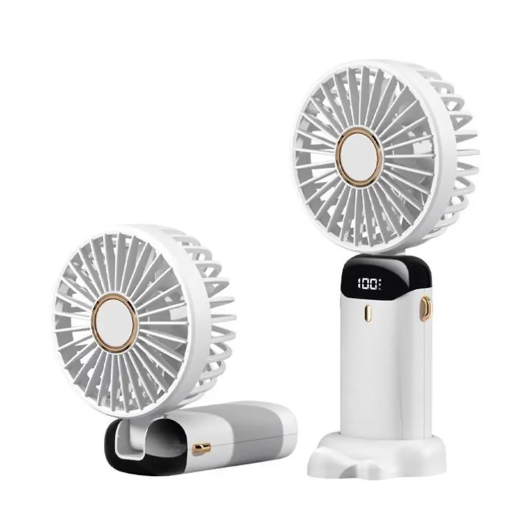 Feny FN-F30 Beyaz Kademeli Ultra Sessiz Led Göstergeli Katlanabilir Şarjlı 1200Mah Mini El Fanı