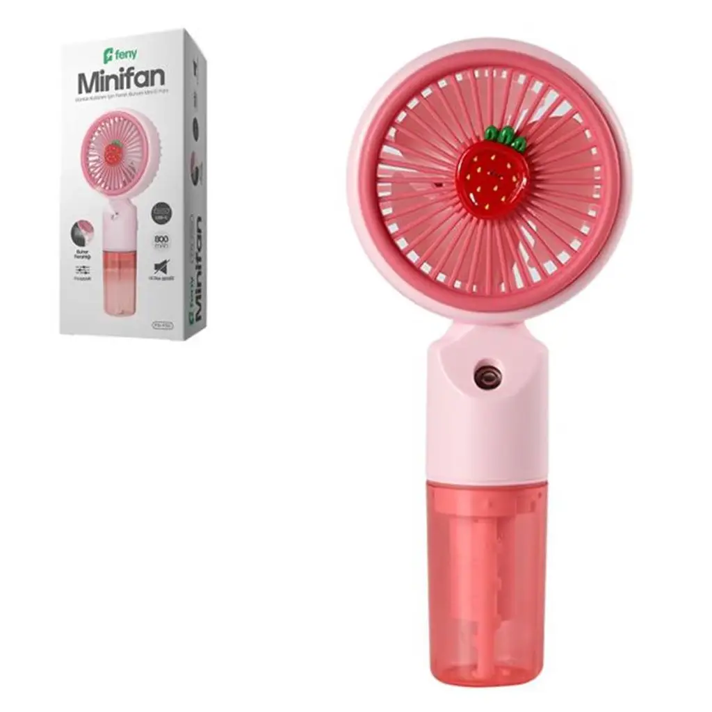 Feny FN-F50 Pembe Kademeli Ultra Sessiz Buharlı Şarjlı 800Mah Mini El Fanı