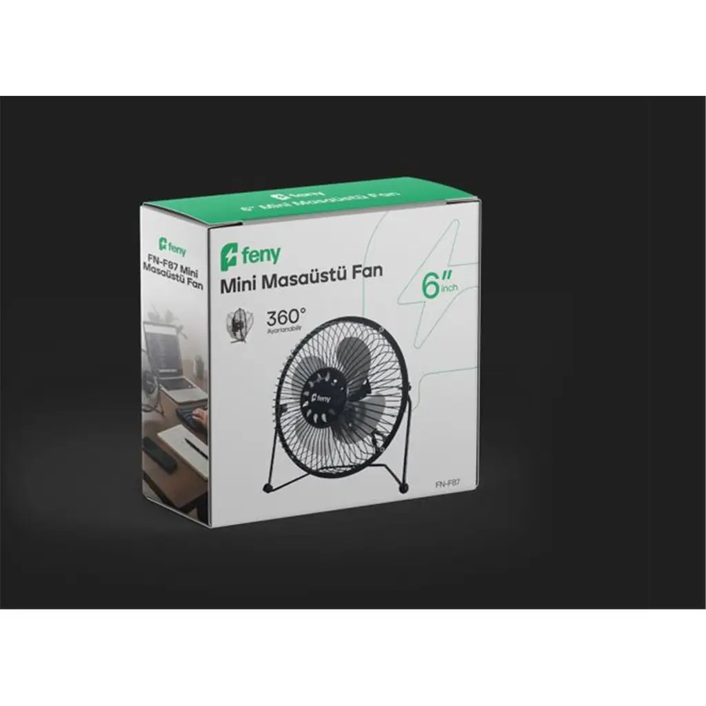 Feny FN-F87 Metal 360 Derece Dönebilen 6" Mini Masaüstü Fan