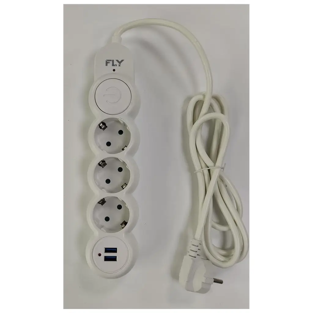 Fly 3393-01 3lü 2mt 2.1A Anahtarlı 2Usb Şarj Çıkışlı Akım Korumalı 2500w