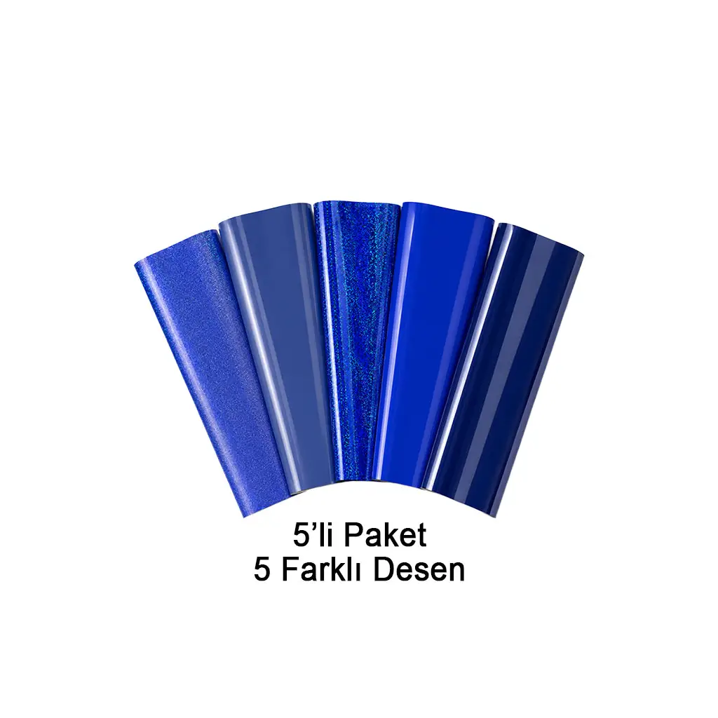 Goldpix Desenli Lacivert Tekstil Baskı Folyo Seti 5'li Paket - 25x30cm