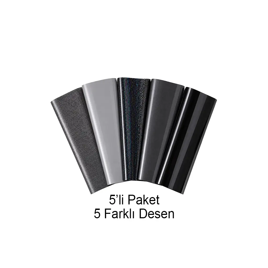 Goldpix Desenli Siyah Tekstil Baskı Folyo Seti 5'li Paket - 25x30cm