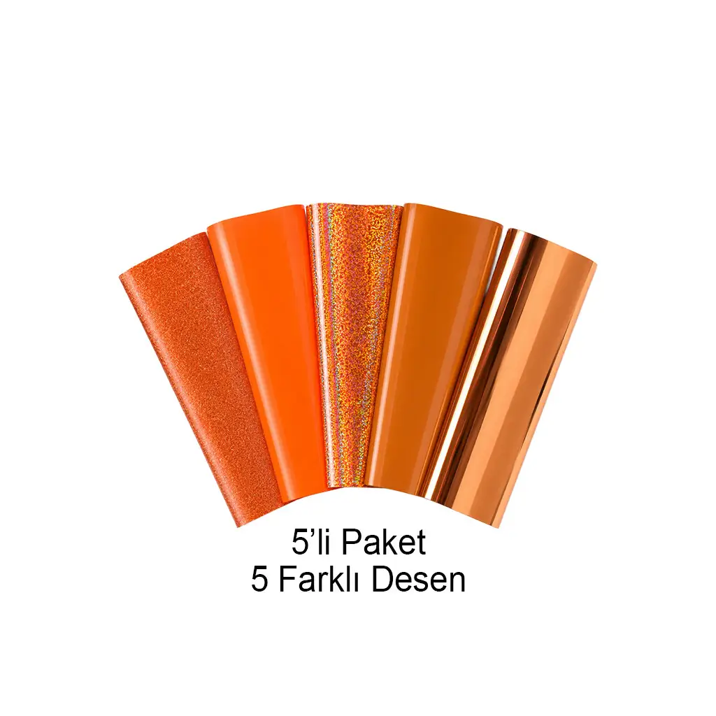 Goldpix Desenli Turuncu Tekstil Baskı Folyo Seti 5'li Paket - 25x30cm