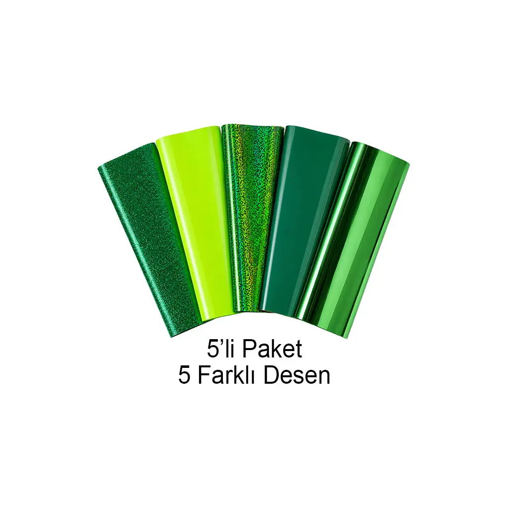 Goldpix Desenli Yeşil Tekstil Baskı Folyo Seti 5'li Paket - 25x30cm