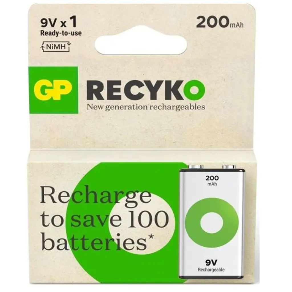 GP 9V 200 mAh Şarjlı Tekli Paket GP20R8HEM-2GB1