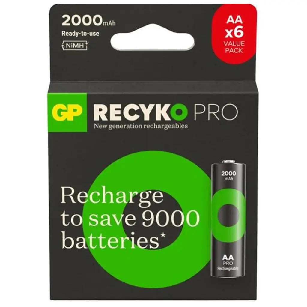 GP AA 2000 mAh Pro Şarjlı Kalem Pil 4+2li Paket Paket GP210AAHCBR21-2GVPTLB6