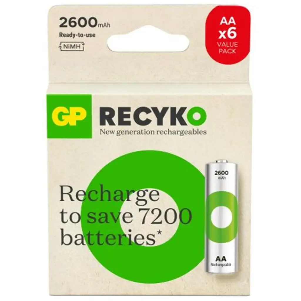 GP AA 2600 mAh Şarjlı Kalem Pil 4+2li Paket GP270AAHCE4-2