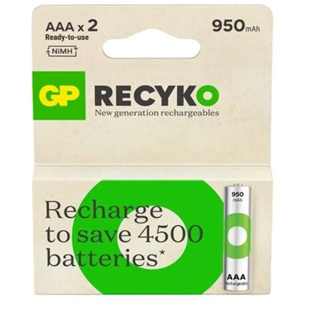 GP AAA 950 mAh Şarjlı İnce Kalem Pil 2'li Paket GP100AAHCEMTR-2GB