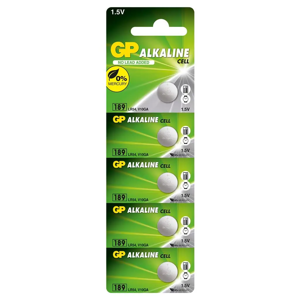 GP GP189-C5 LR54 AG10-LR1130 Alkalin Düğme Pil 5'li Paket