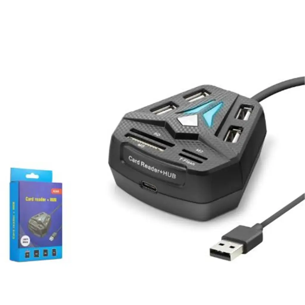 HADRON A068B USB Combo Hub Kart Okuyucu 8 Port 480 Mbps 60 cm Siyah