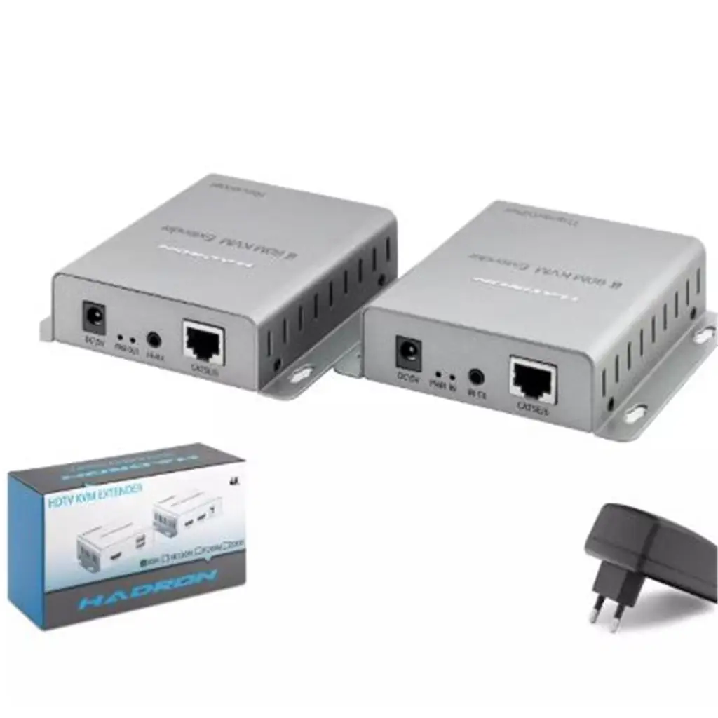 HADRON HDX1600 HDMI KVM Extender 4K 30 Hz 60 m - Gümüş