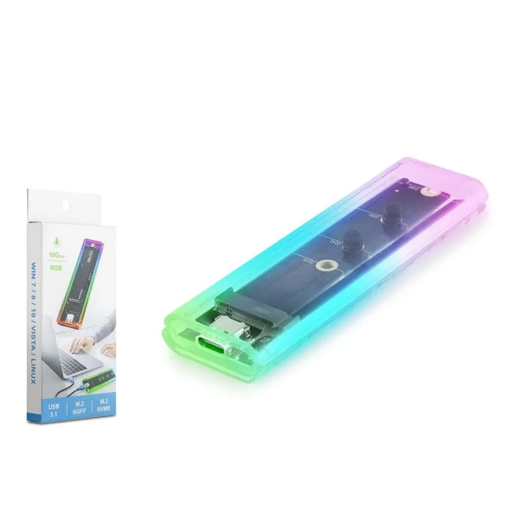 Hadron Hdx1770 Ssd Kutu Type-C3.1 Nvme + Ngff M2 10Gbps Rgb Transparent