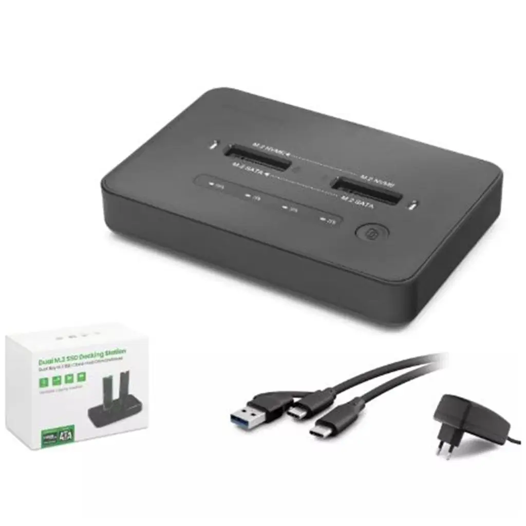 HADRON HDX1797 Dual M.2 SSD Disk Docking Station NVMe-NVMe SATA-SATA Klonlama Destekli - Siyah