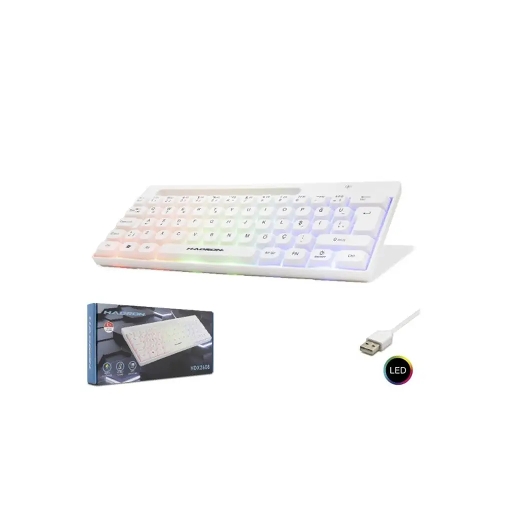 Hadron Hdx2608 Kablolu Oyuncu Mini Klavye Led Q Beyaz