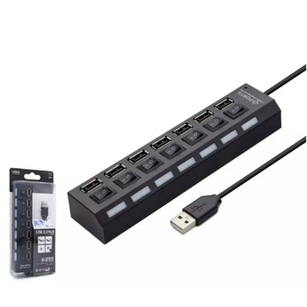 HADRON HDX7001 USB Anahtarlı Hub 7 Port 480 Mbps Siyah