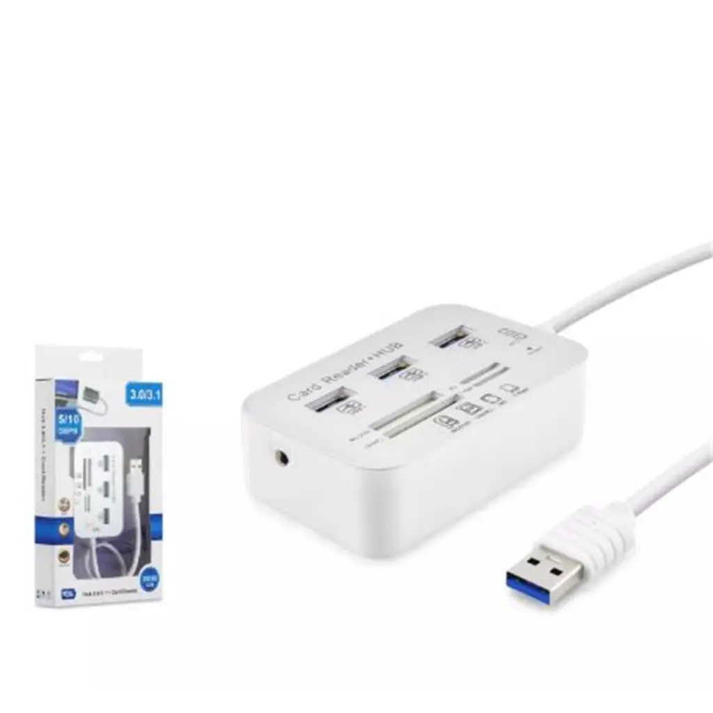 HADRON HDX7028 USB 3.0 Combo Hub Kart Okuyucu 7 Port 5 Gbps Beyaz