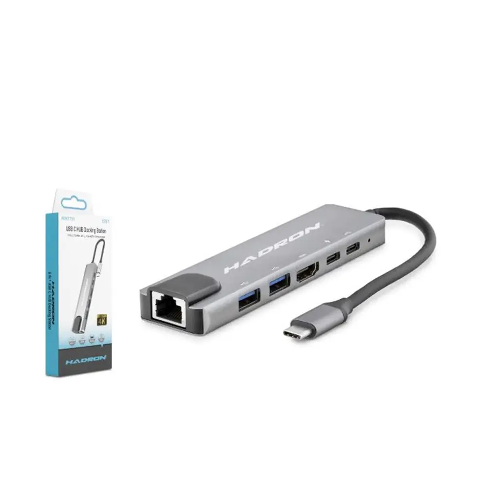 HADRON HDX7791 TYPE-C HDTV COMBO HDMI 4K 30HZ + 2-TYPE-C + 2-USB3.0 + LAN 6IN1 GRİ