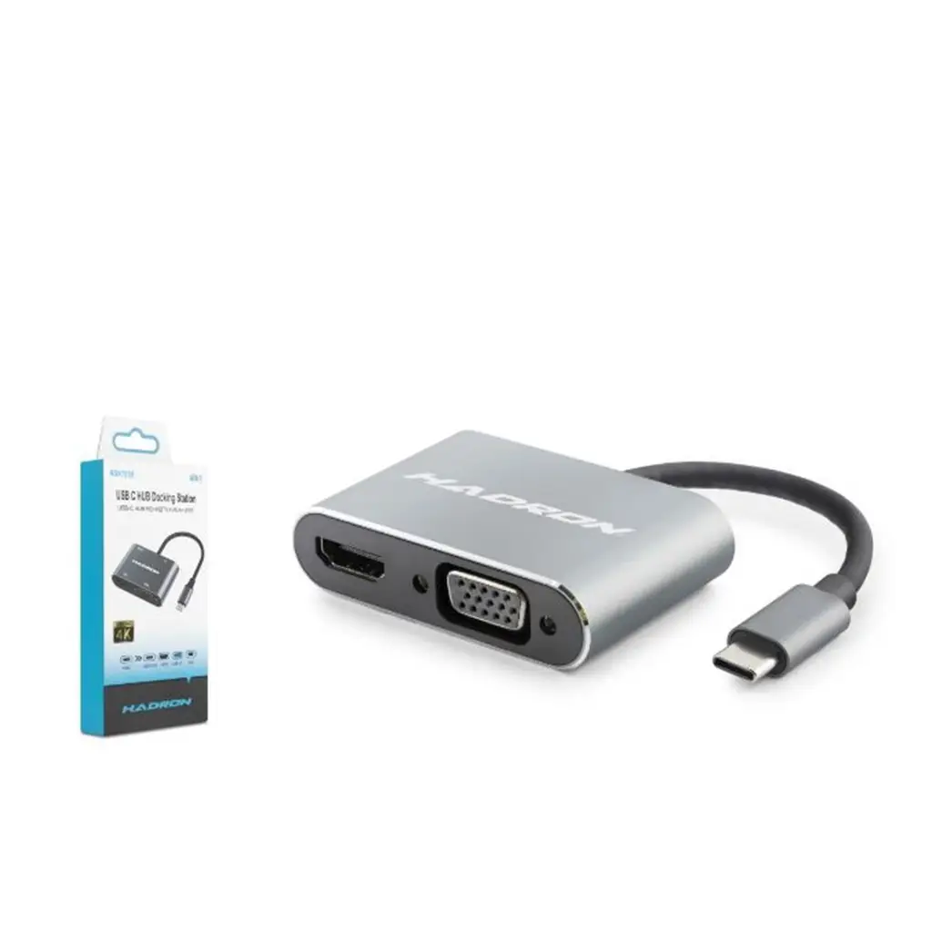 HADRON HDX7839 TYPE-C TO HUB HDTV 4K 30HZ + TYPE-C + USB + VGA 4IN1 GRİ