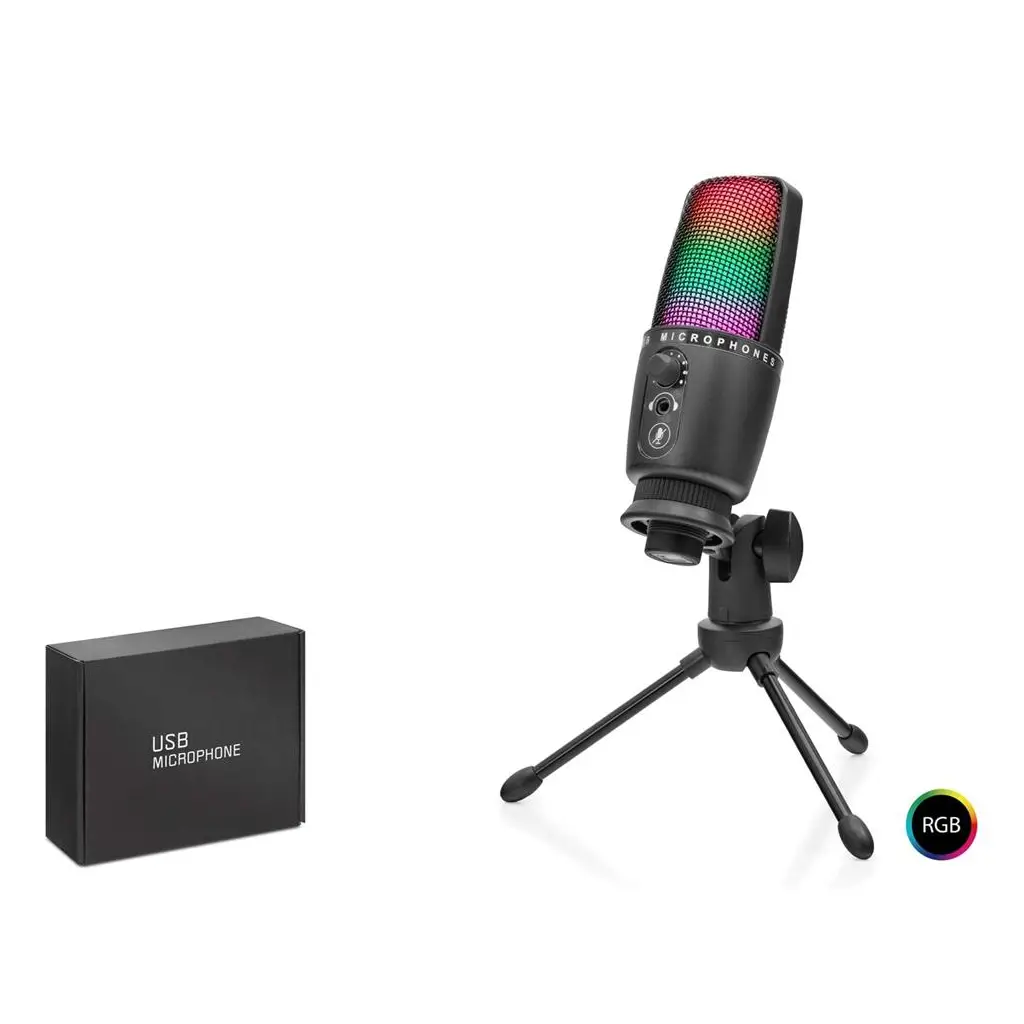 HADRON ME31 Gaming RGB Tripod Mikrofon Dokunmatik Mute Gain Kontrollü Type-C Siyah