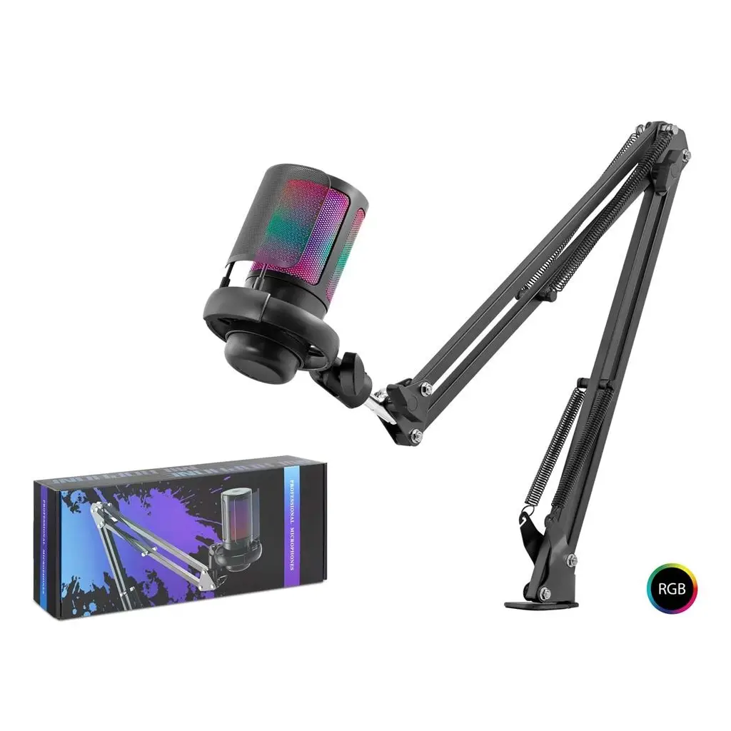 HADRON ME6S35B Gaming RGB Mikrofon Seti Boom Mikrofon Kolu Type-C 192kHz 24Bit Siyah