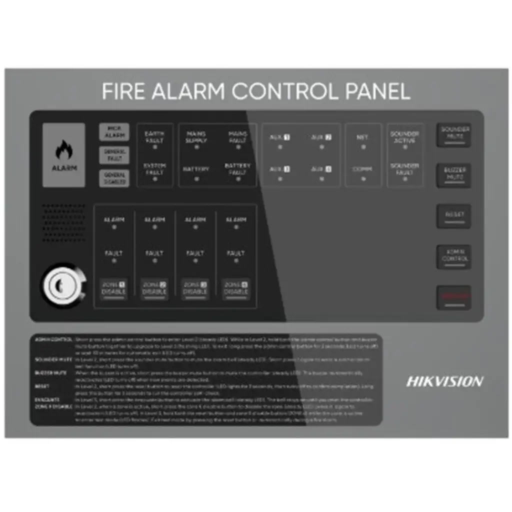 Hikvision HF-C104 4 Bölgeli Konvansiyonel Yangın Alarm Paneli