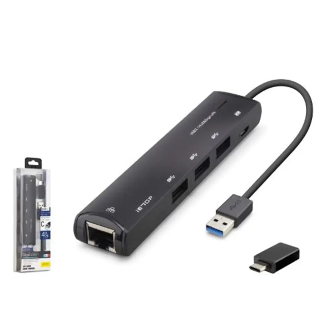 iETOP HDX7897 USB Type-C 3.2 Gen1 Combo Hub Gigabit LAN 4 Port 5 Gbps Siyah