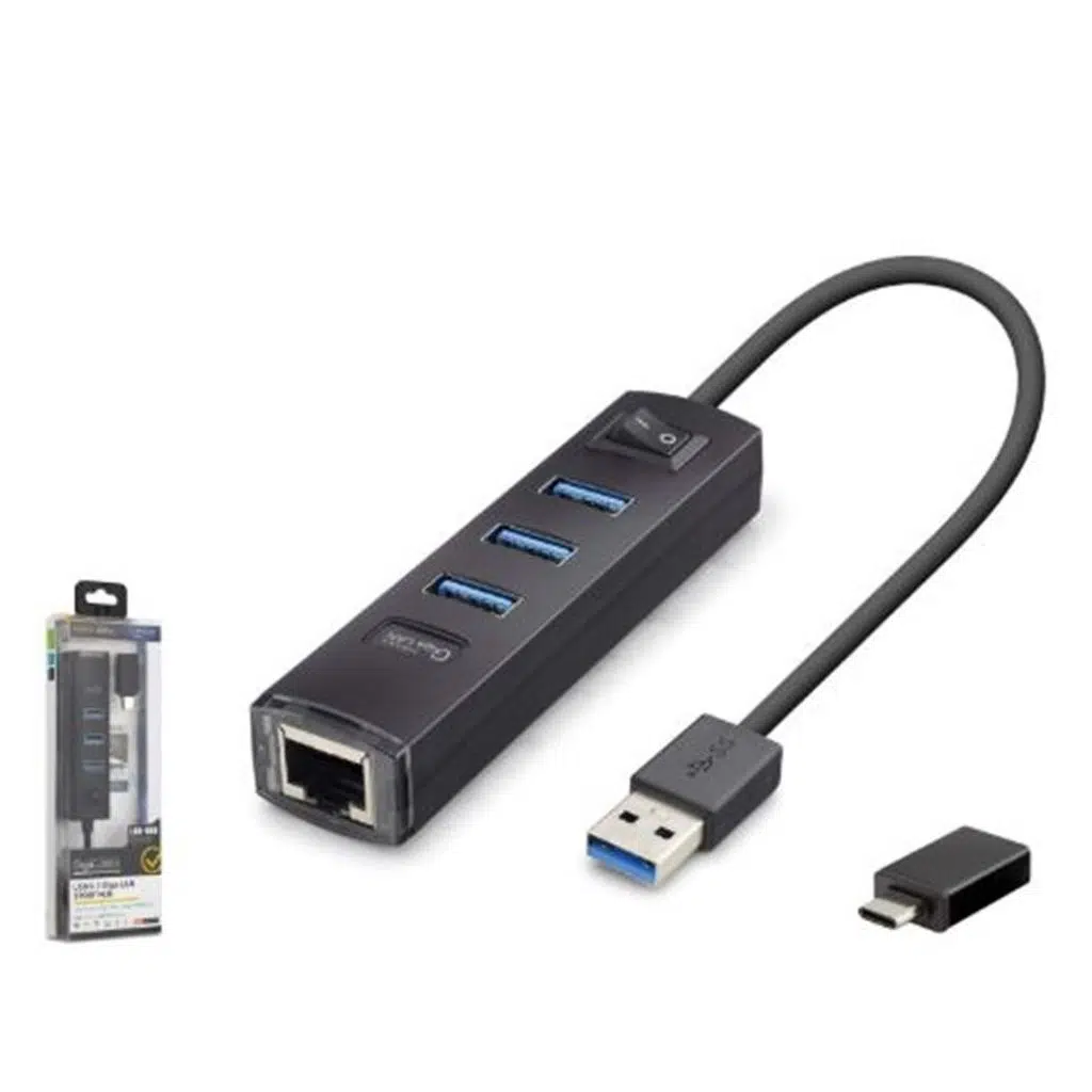 iETOP RJ4503 USB Type-C 3.2 Gen1 Combo Anahtarlı Hub Gigabit LAN 4 Port 5 Gbps Siyah