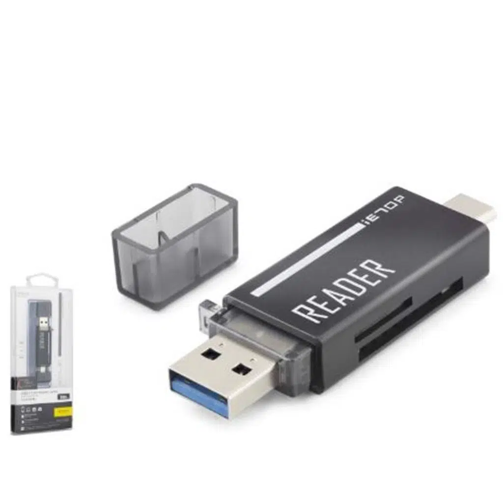 iETOP TC306AC USB Type-C 3.2 Gen1 Kart Okuyucu SD MicroSD 5 Gbps Siyah