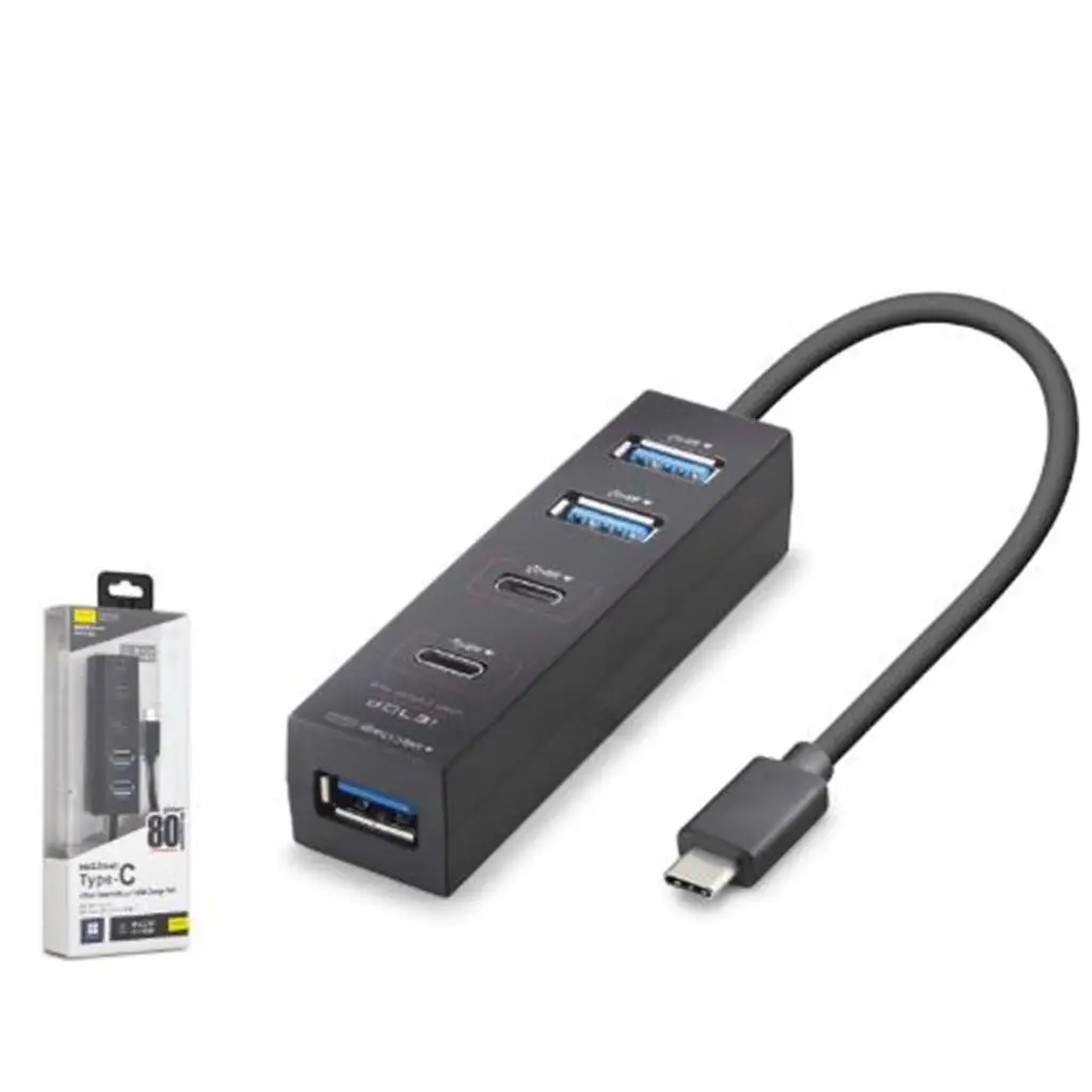 iETOP TU0529 Type-C 3.2 Gen1 Hub 4 Port 5 Gbps 80 cm Siyah
