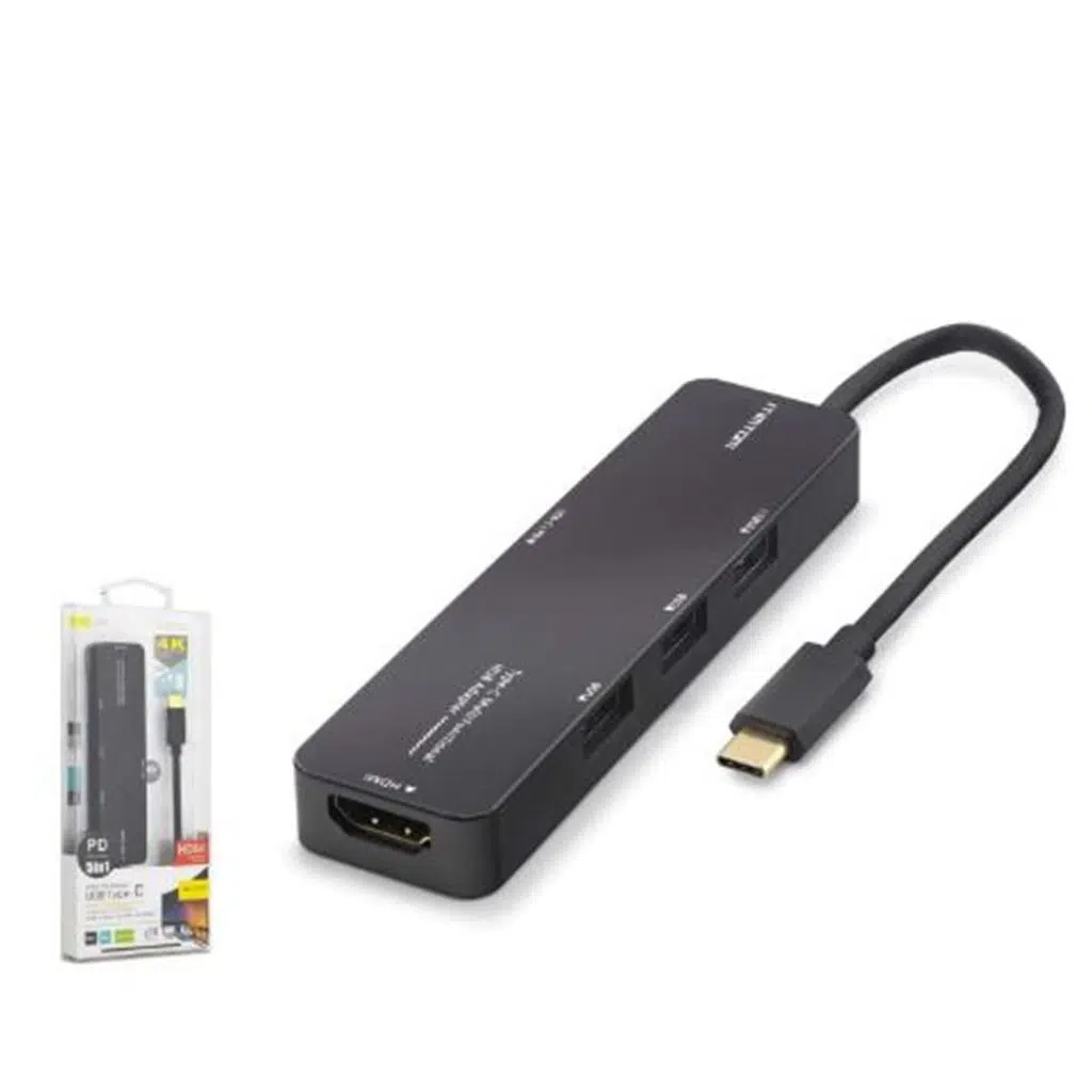 iETOP TUH305 Type-C 3.2 Gen1 Combo Hub PD HDMI 4K 5 Port 5 Gbps Siyah