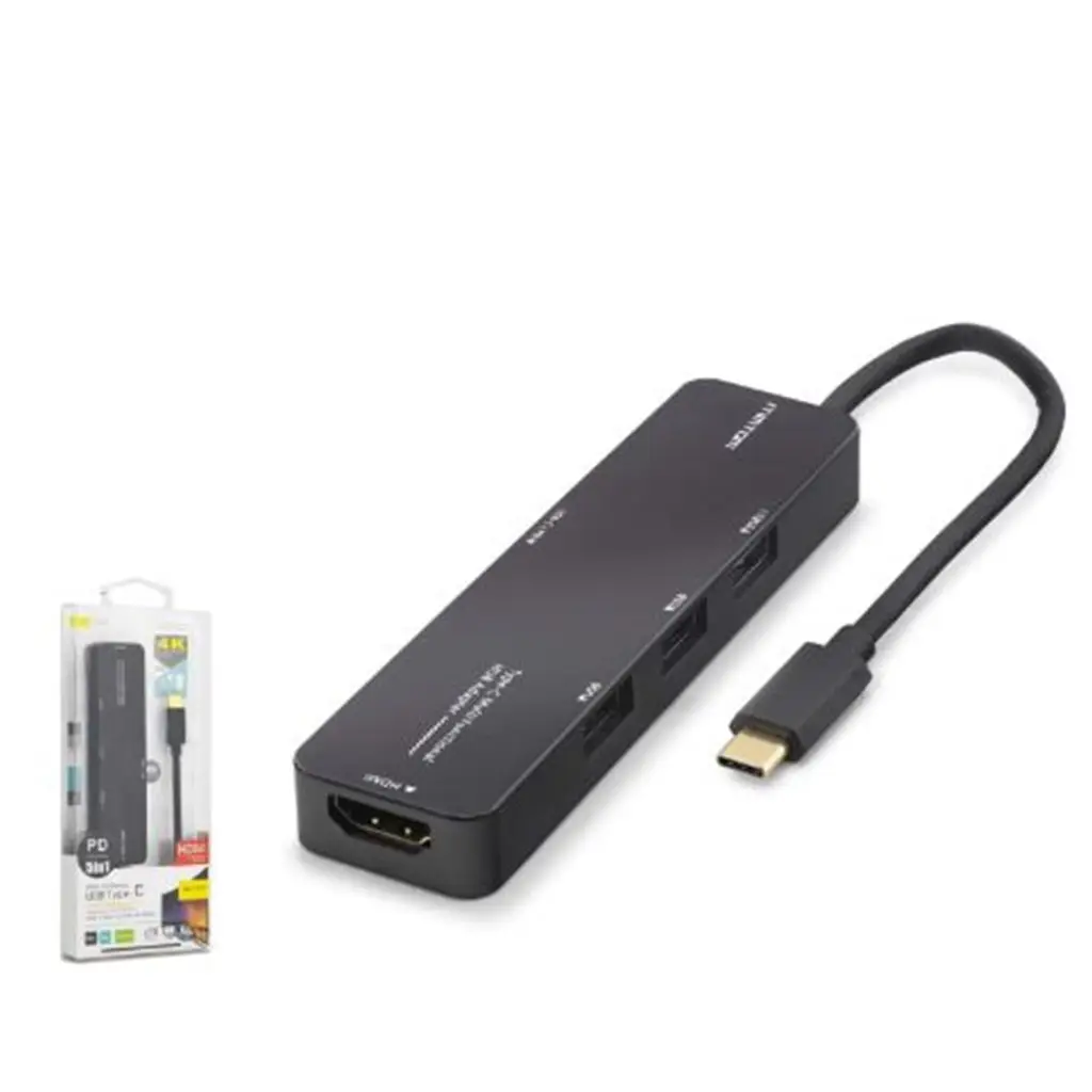 iETOP TUH305 Type-C 3.2 Gen1 Combo Hub PD HDMI 4K 5 Port 5 Gbps Siyah