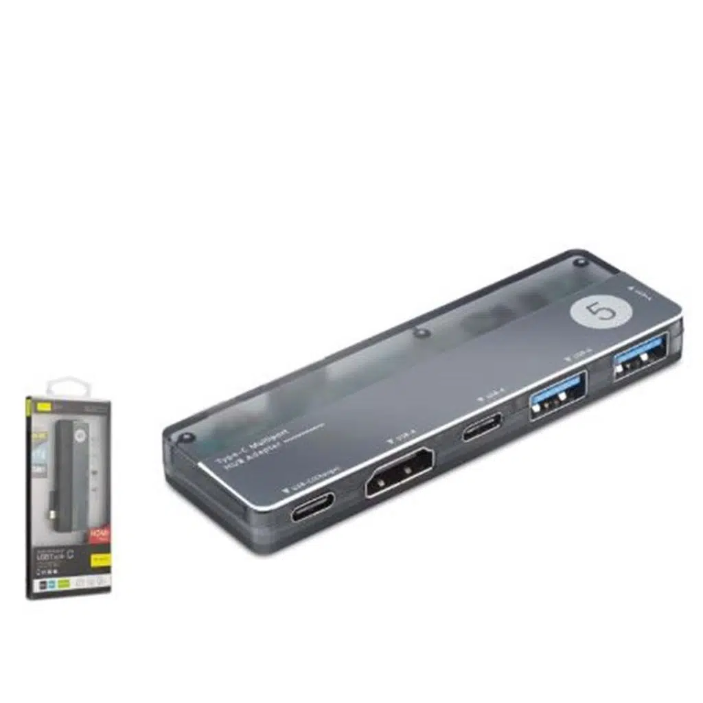 iETOP TUH353 Type-C 3.1 Gen1 Combo Hub PD HDMI 4K 5 Port 5 Gbps Alüminyum Gri