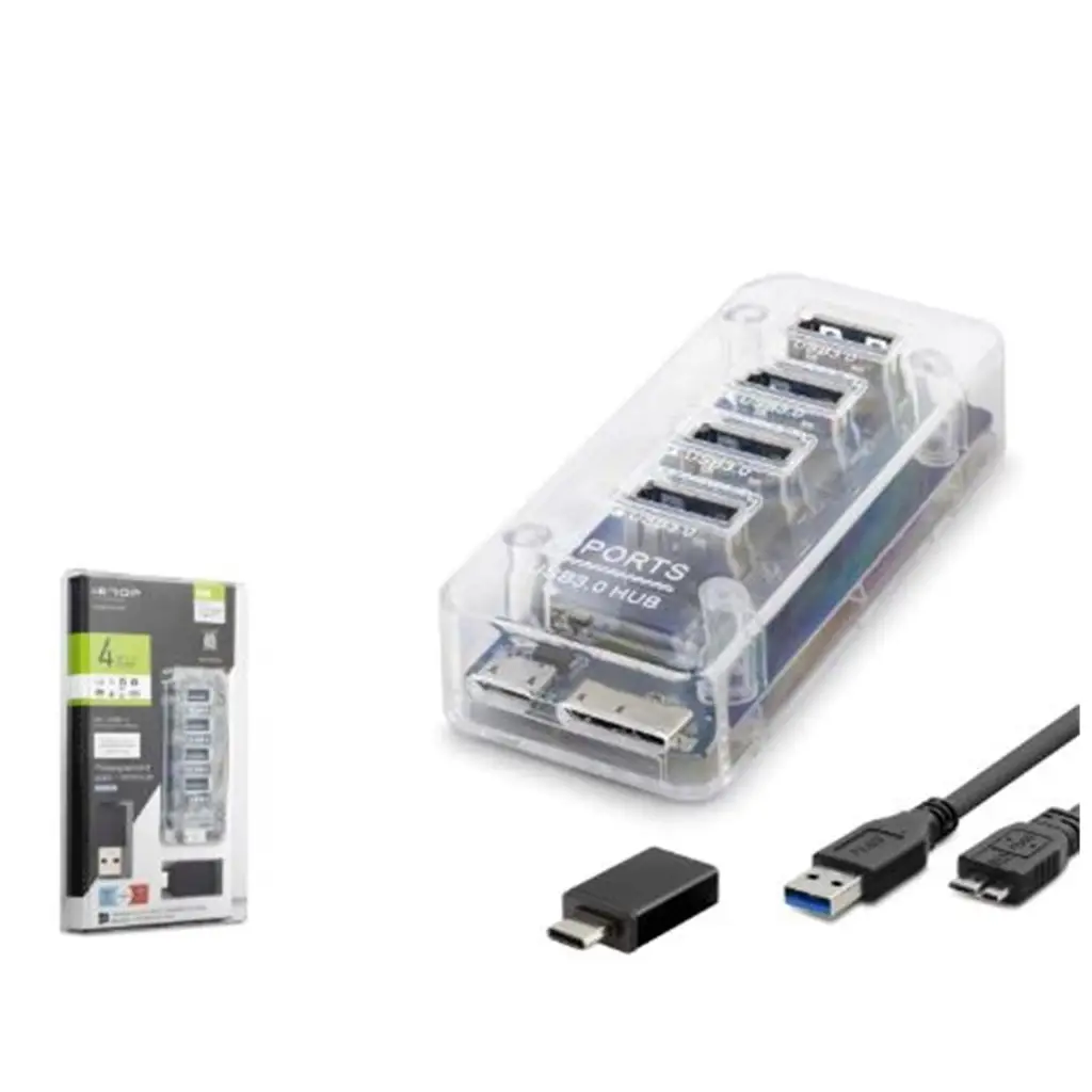 iETOP U336 USB Type-C 3.1 Gen1 Hub 4 Port 5 Gbps Şeffaf