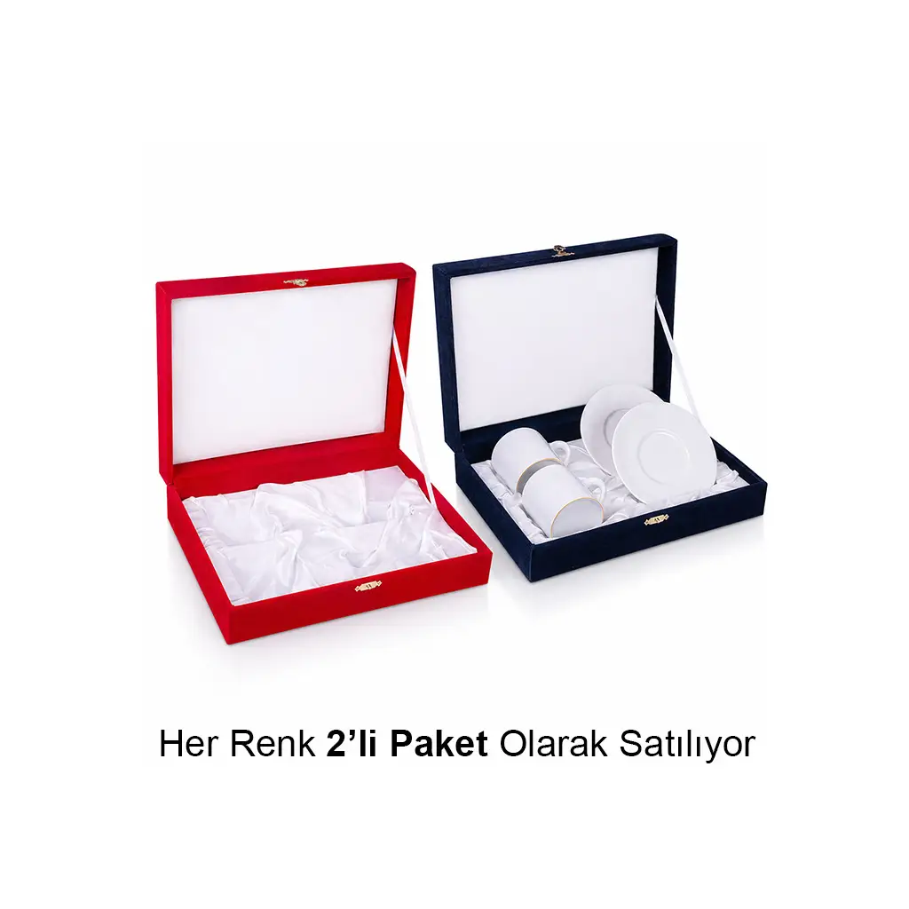 İkili Kahve Fincanı Kadife Kutusu 18x25cm - 2'li Paket