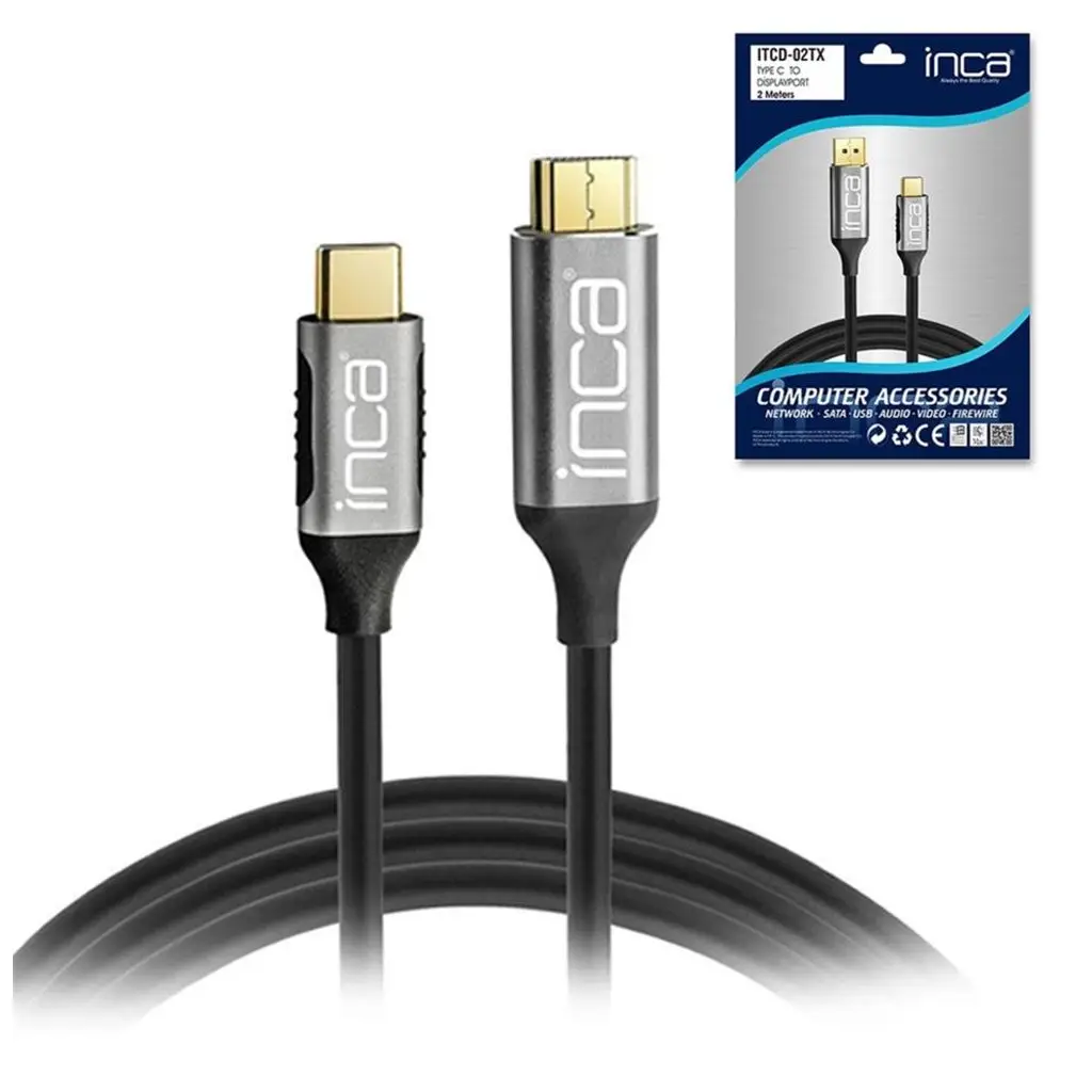 Inca ITCD-02TX Type-C to Display Port Altın Uçlu 4K Kablo 2 mt