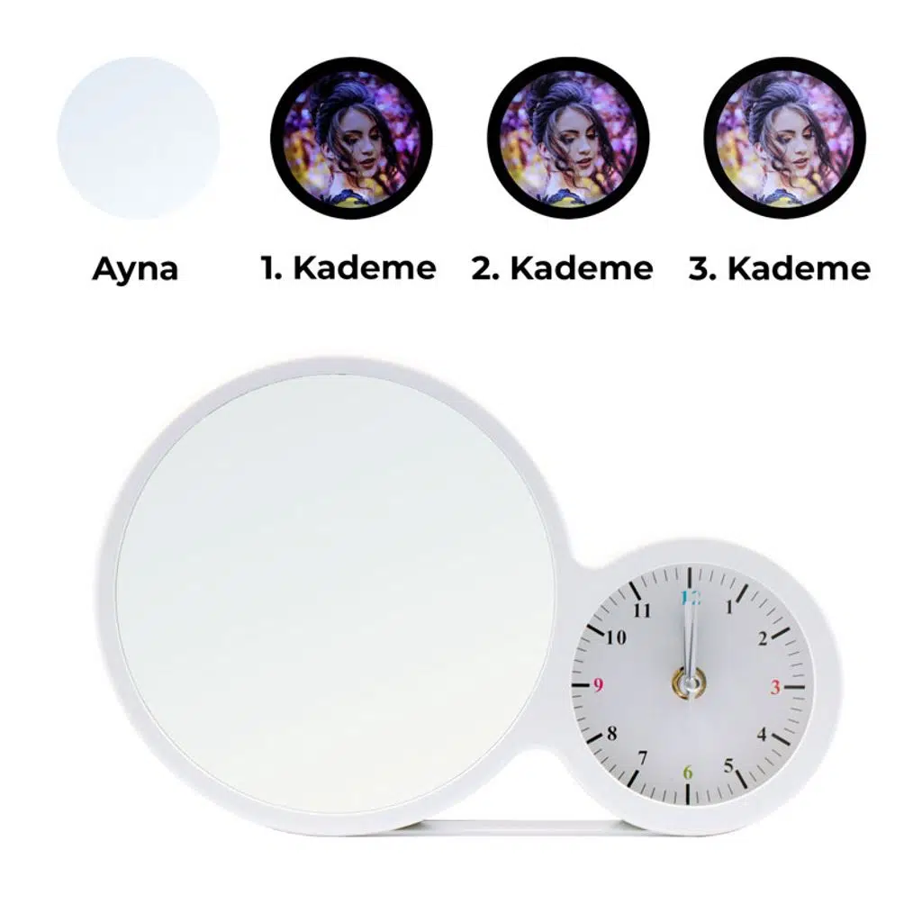 Kademeli Işıklı Sihirli Led Ayna Çerçeve-Saatli
