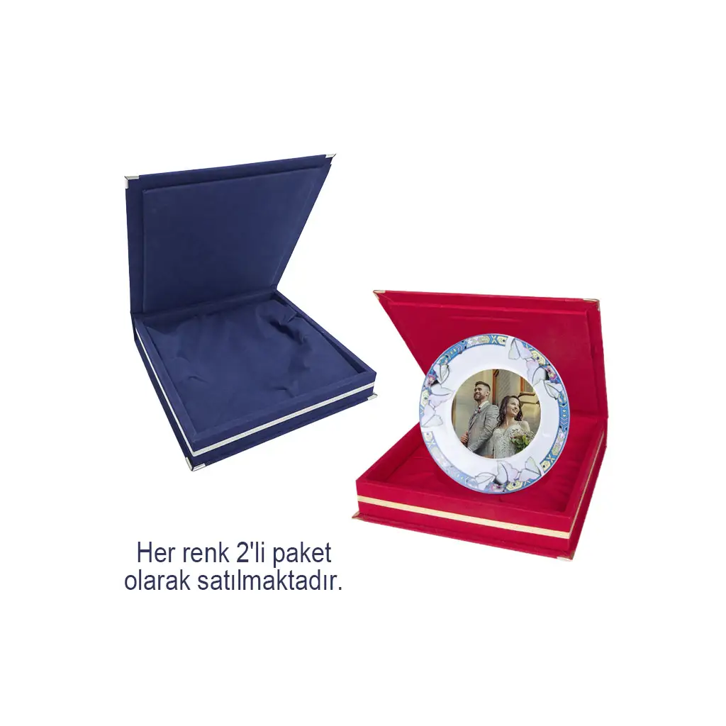 Kadife Plaket Tabak Kutusu 23x23cm - 2'li Paket
