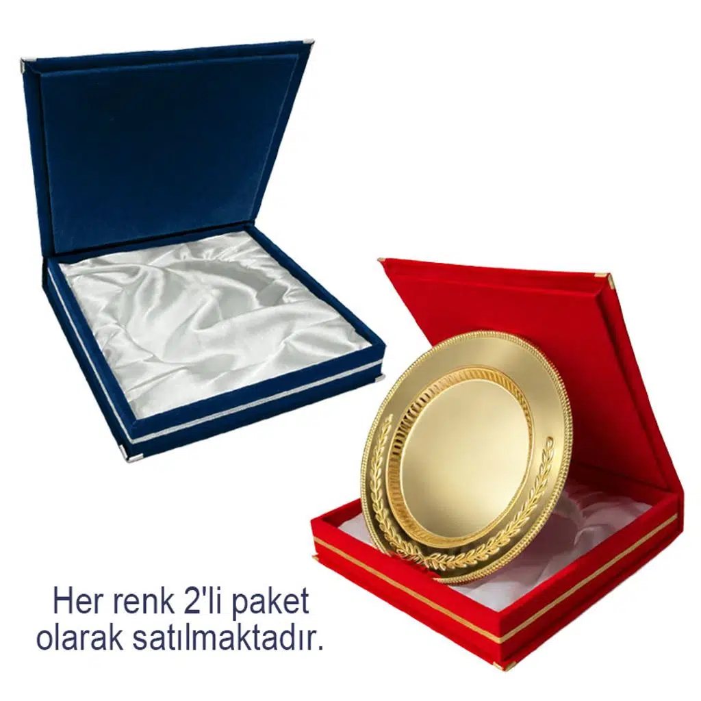 Kadife Tabak Plaket Kutusu 29x29cm - 2'li Paket